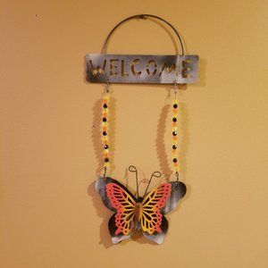 Fall Harvest Butterfly Welcome Sign for Door, Wall or Window Ready to Hang NEW